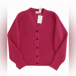 Wilfred Aritzia Merino Wool Cardigan | Magenta | Size M | NWT
